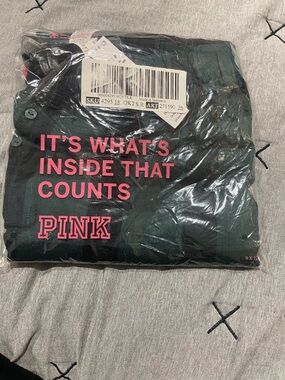 Victoria's Secret PINK Dark Green Hoodie with Pink Logo